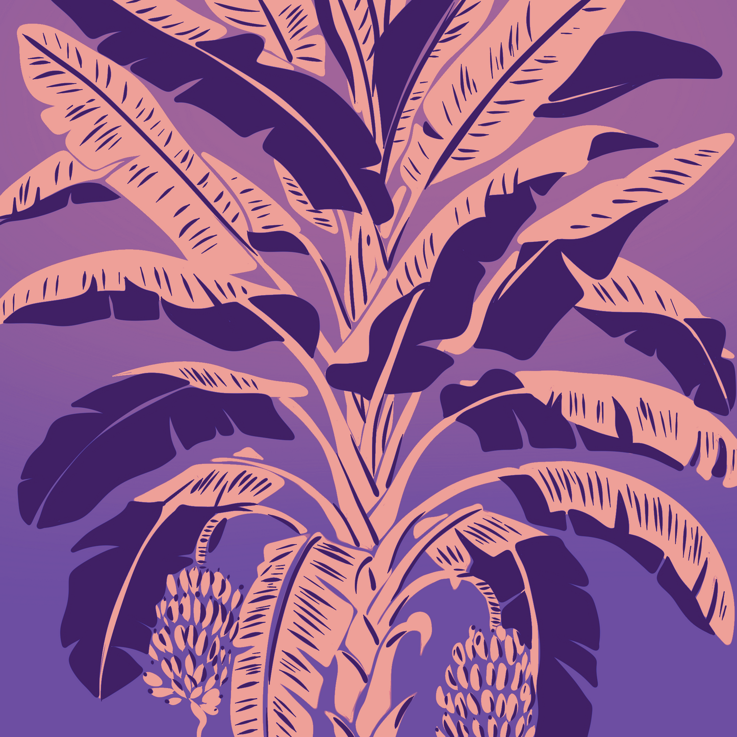 "Mata de Plátano" Purple Art Print (16x16in)