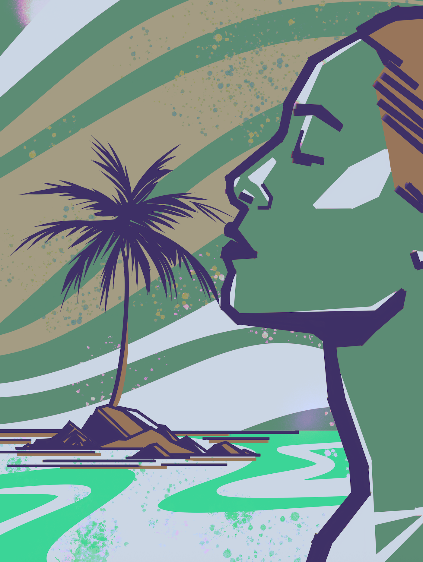 "Paz Caribeña" Green Art Print (12x18in)