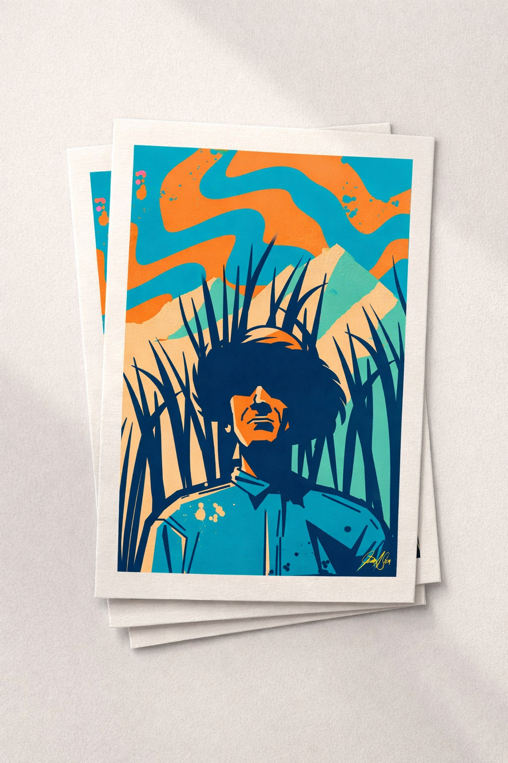 "Búscame el Machete" Turquoise Art Print (12x18in)