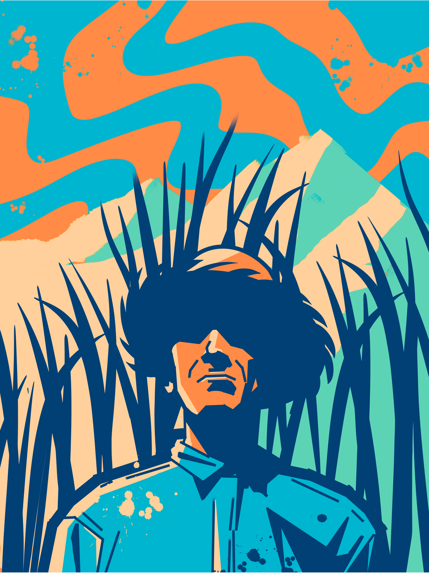 "Búscame el Machete" Turquoise Art Print (12x18in)